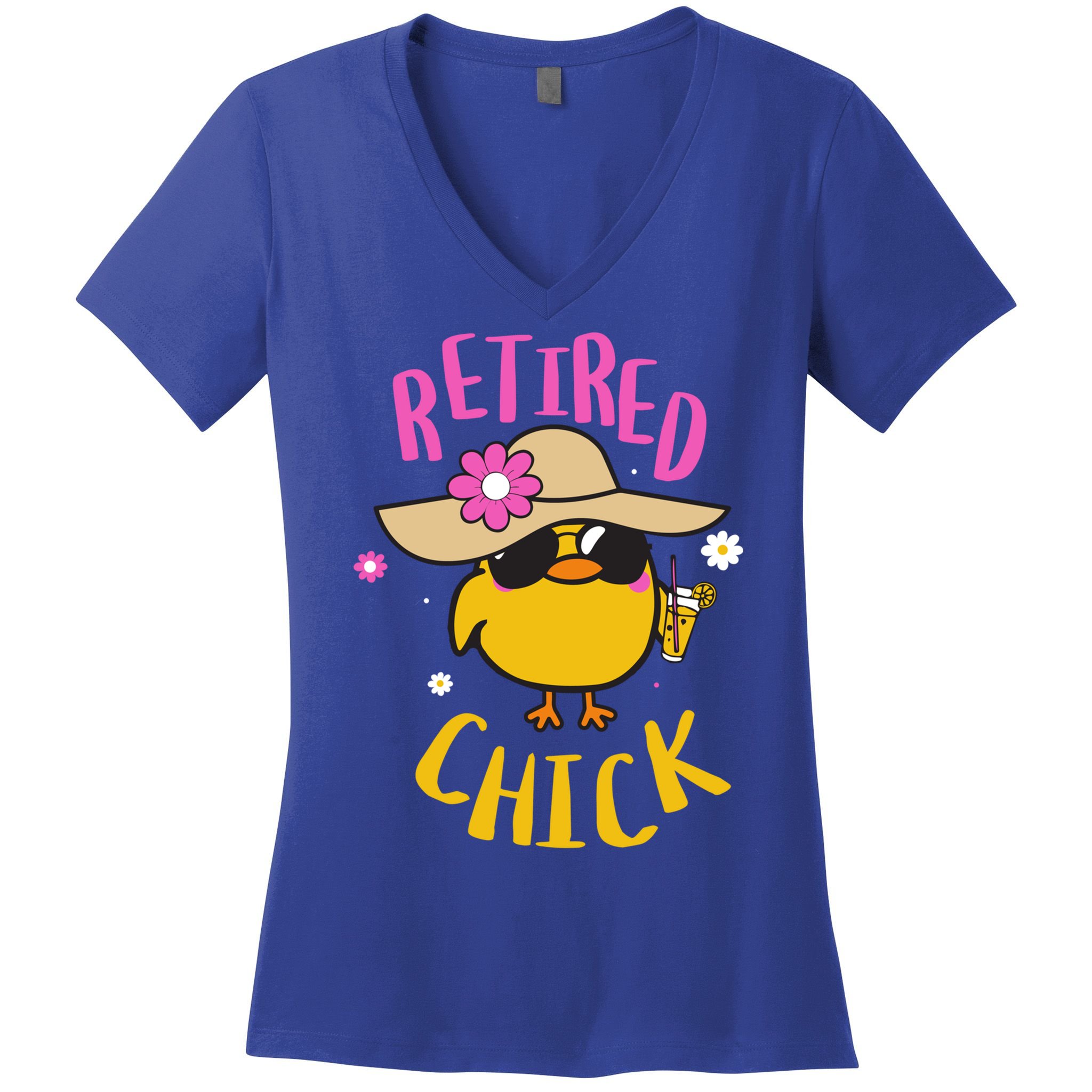 Retired Chick Pension Vacation Pensioner Retirement Chicken Gift Women's V-Neck T-Shirt