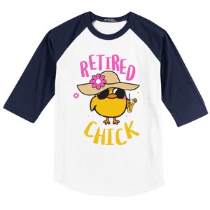 Retired Chick Pension Vacation Pensioner Retirement Chicken Gift Baseball Sleeve Shirt