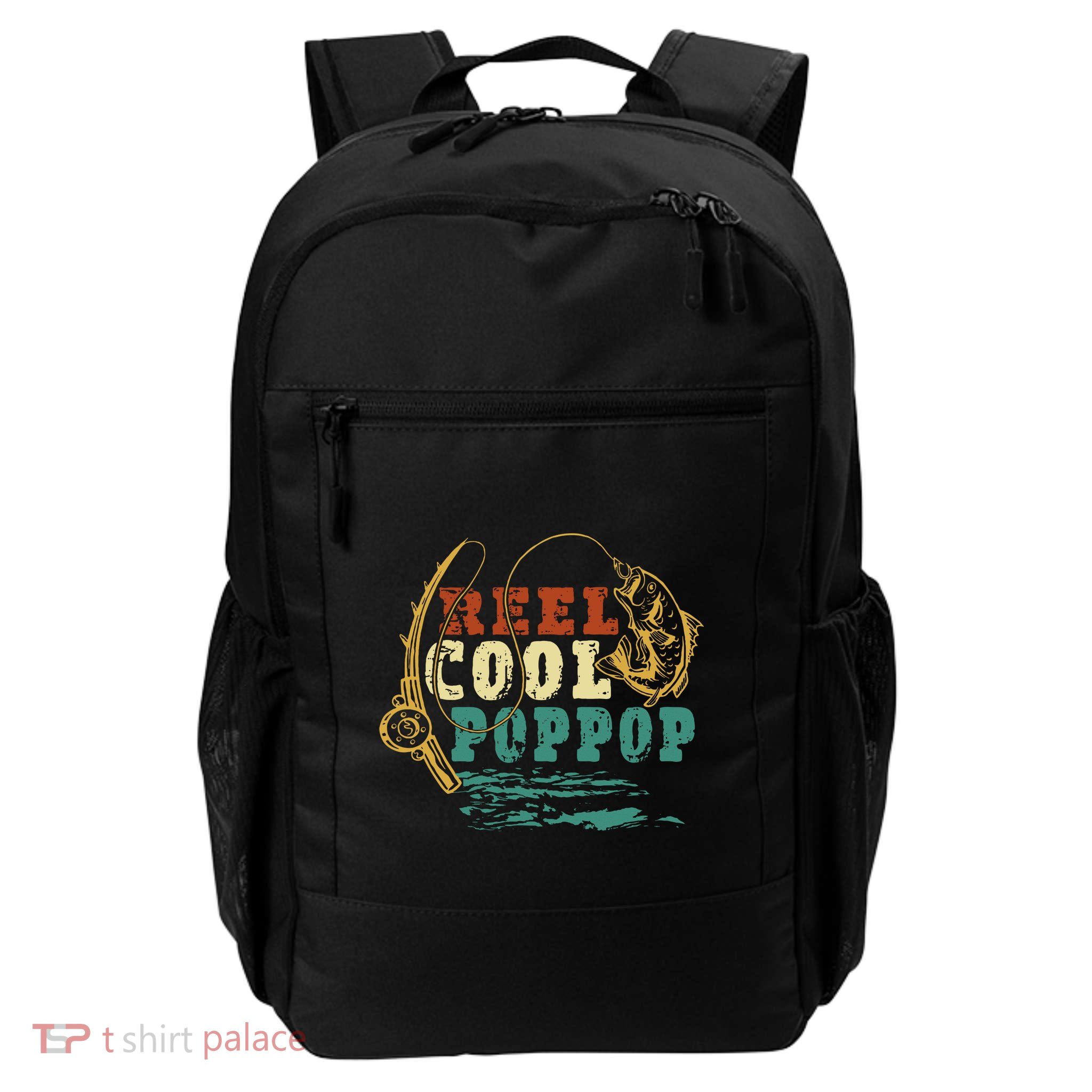 Reel Cool Poppop Funny Fishing Retro Daily Commute Backpack
