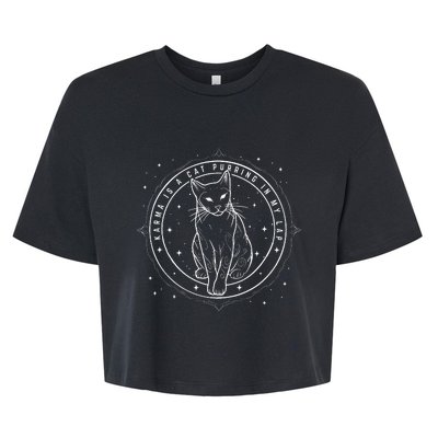 Realistic Cat Purring And Karma Lover Bella+Canvas Jersey Crop Tee