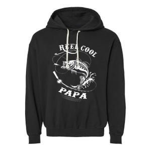 Reel Cool Papa For Fishing Nature Lovers Garment-Dyed Fleece Hoodie