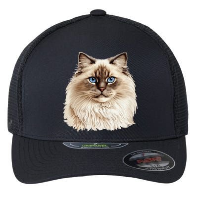 Ragdoll Cat Portrait Ragdoll Cat Head Ragdoll Cat Face Flexfit Unipanel Trucker Cap