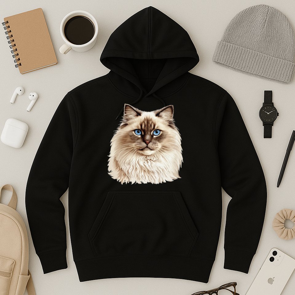 Ragdoll Cat Portrait Ragdoll Cat Head Ragdoll Cat Face Hoodie