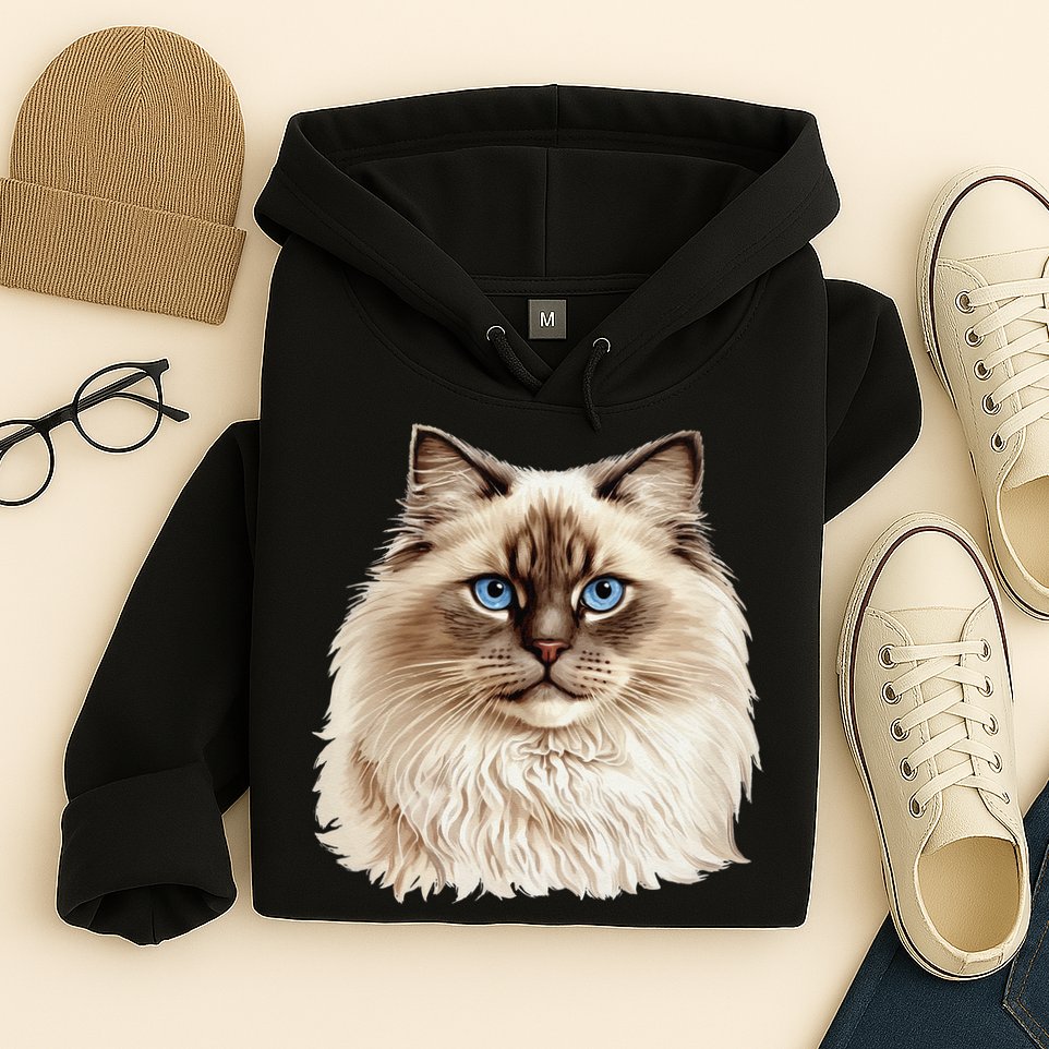 Ragdoll Cat Portrait Ragdoll Cat Head Ragdoll Cat Face Hoodie