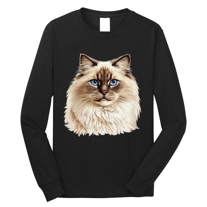 Ragdoll Cat Portrait Ragdoll Cat Head Ragdoll Cat Face Long Sleeve Shirt