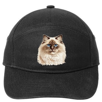 Ragdoll Cat Portrait Ragdoll Cat Head Ragdoll Cat Face 7-Panel Snapback Hat