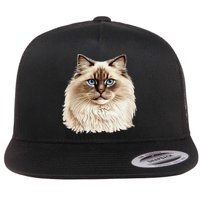 Ragdoll Cat Portrait Ragdoll Cat Head Ragdoll Cat Face Flat Bill Trucker Hat