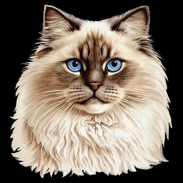 Ragdoll Cat Portrait Ragdoll Cat Head Ragdoll Cat Face Flat Bill Trucker Hat