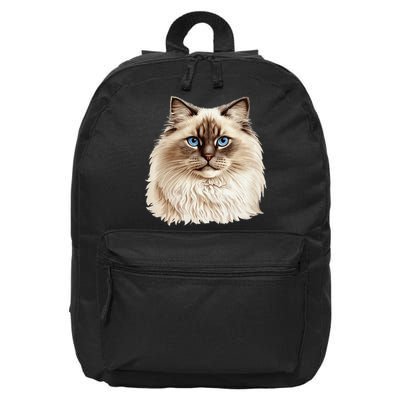 Ragdoll Cat Portrait Ragdoll Cat Head Ragdoll Cat Face 16 in Basic Backpack