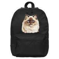 Ragdoll Cat Portrait Ragdoll Cat Head Ragdoll Cat Face 16 in Basic Backpack