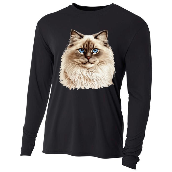 Ragdoll Cat Portrait Ragdoll Cat Head Ragdoll Cat Face Cooling Performance Long Sleeve Crew