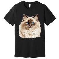 Ragdoll Cat Portrait Ragdoll Cat Head Ragdoll Cat Face Premium T-Shirt