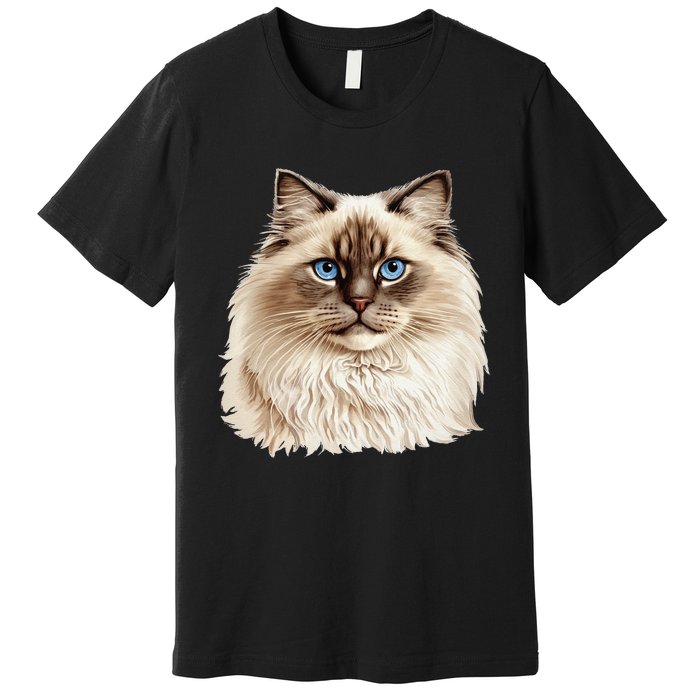 Ragdoll Cat Portrait Ragdoll Cat Head Ragdoll Cat Face Premium T-Shirt