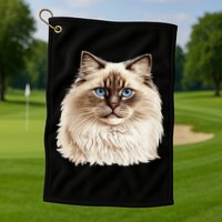 Ragdoll Cat Portrait Ragdoll Cat Head Ragdoll Cat Face Golf Towel