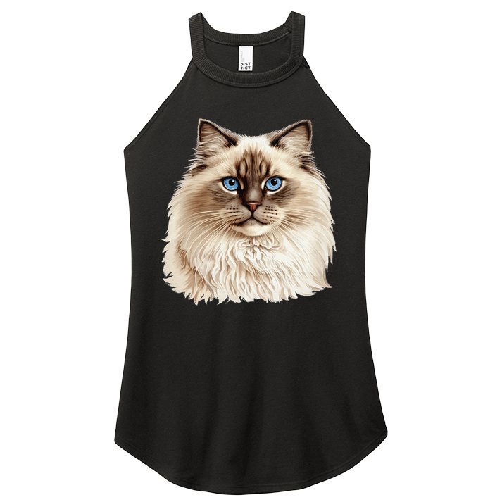 Ragdoll Cat Portrait Ragdoll Cat Head Ragdoll Cat Face Women's Perfect Tri Rocker Tank