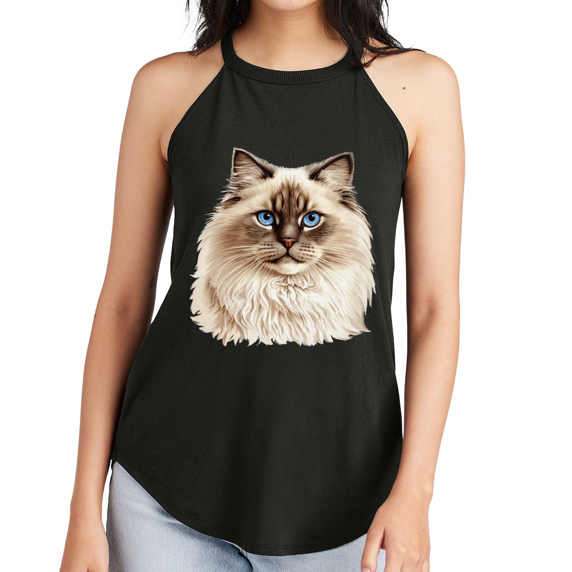 Ragdoll Cat Portrait Ragdoll Cat Head Ragdoll Cat Face Women's Perfect Tri Rocker Tank