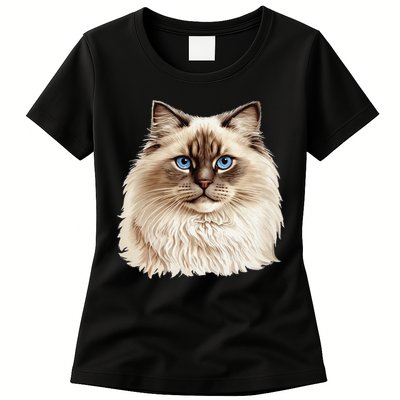 Ragdoll Cat Portrait Ragdoll Cat Head Ragdoll Cat Face Womens T-Shirt
