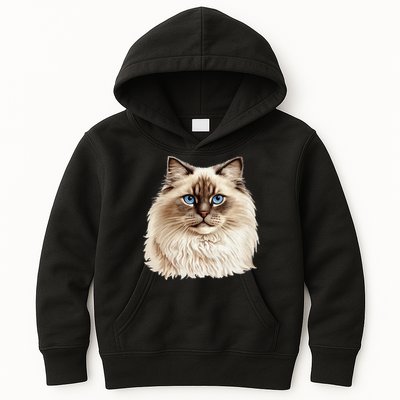 Ragdoll Cat Portrait Ragdoll Cat Head Ragdoll Cat Face Kids Hoodie