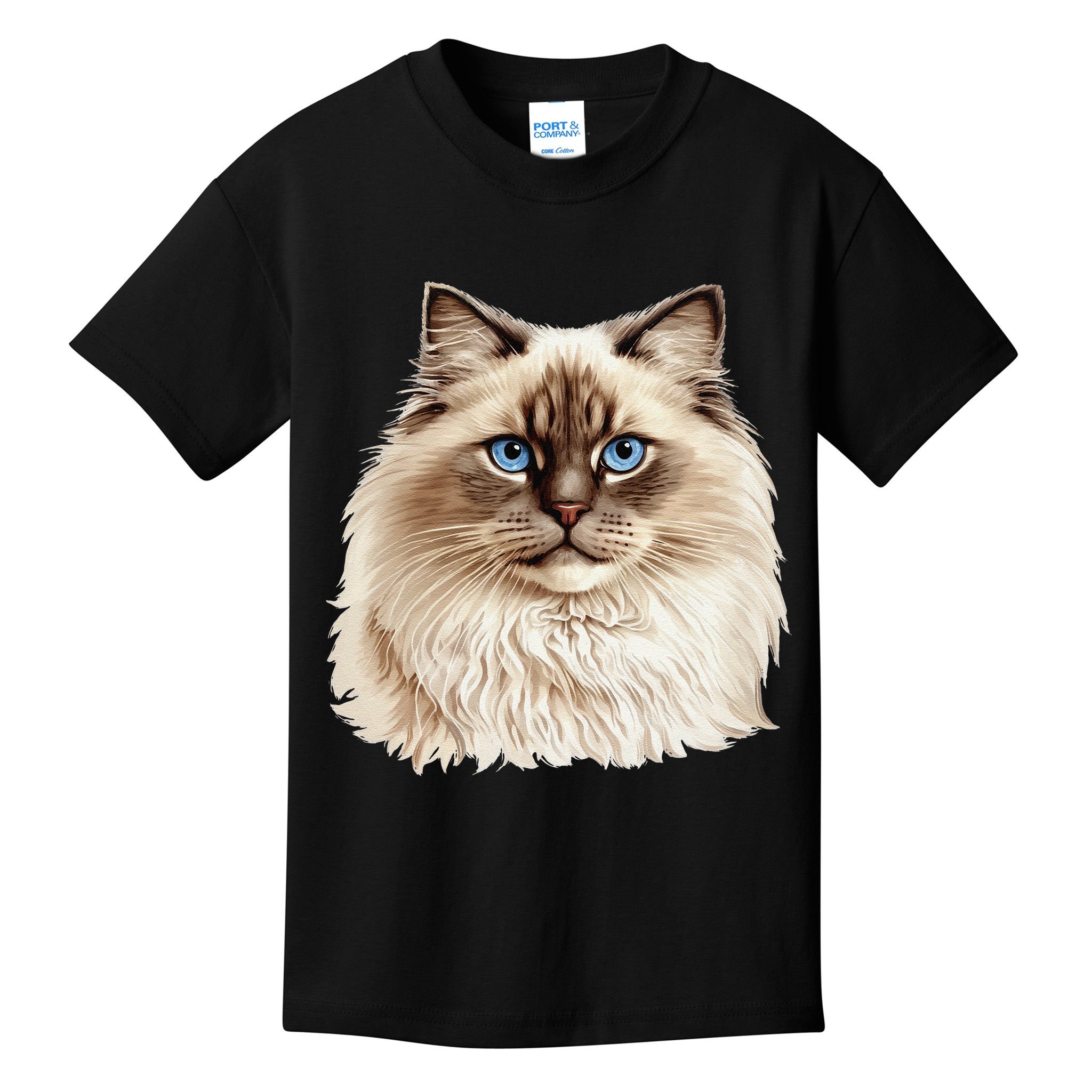 Ragdoll Cat Portrait Ragdoll Cat Head Ragdoll Cat Face Kids T-Shirt