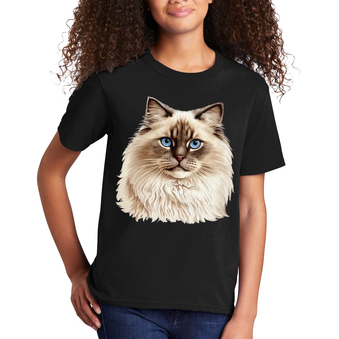 Ragdoll Cat Portrait Ragdoll Cat Head Ragdoll Cat Face Kids T-Shirt