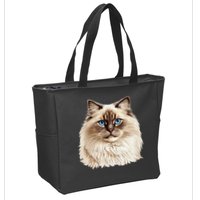 Ragdoll Cat Portrait Ragdoll Cat Head Ragdoll Cat Face Zip Tote Bag