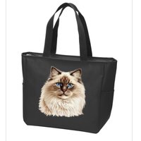 Ragdoll Cat Portrait Ragdoll Cat Head Ragdoll Cat Face Zip Tote Bag