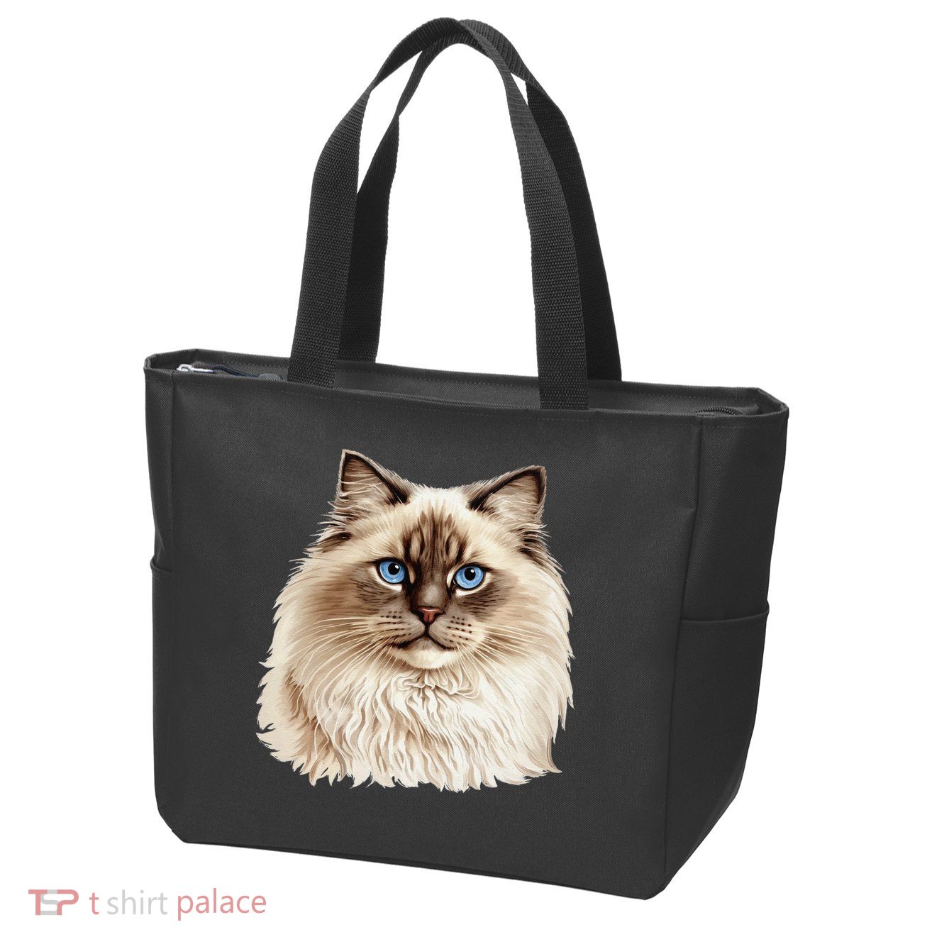 Ragdoll Cat Portrait Ragdoll Cat Head Ragdoll Cat Face Zip Tote Bag