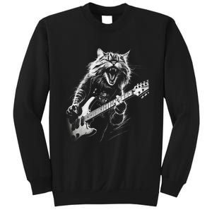 Rock Cat Playing Guitar Funny Guitar Cat Sweatshirt