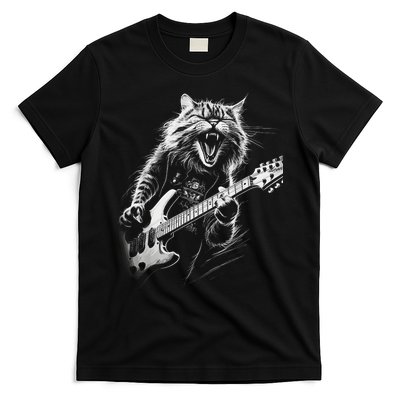 Rock Cat Playing Guitar Funny Guitar Cat T-Shirt