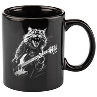 Rock Cat Playing Guitar Funny Guitar Cat 11oz C Handle Ceramic Mug