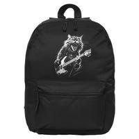 Rock Cat Playing Guitar Funny Guitar Cat 16 in Basic Backpack