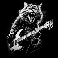 Rock Cat Playing Guitar Funny Guitar Cat 16 in Basic Backpack