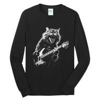 Rock Cat Playing Guitar Funny Guitar Cat Tall Long Sleeve T-Shirt