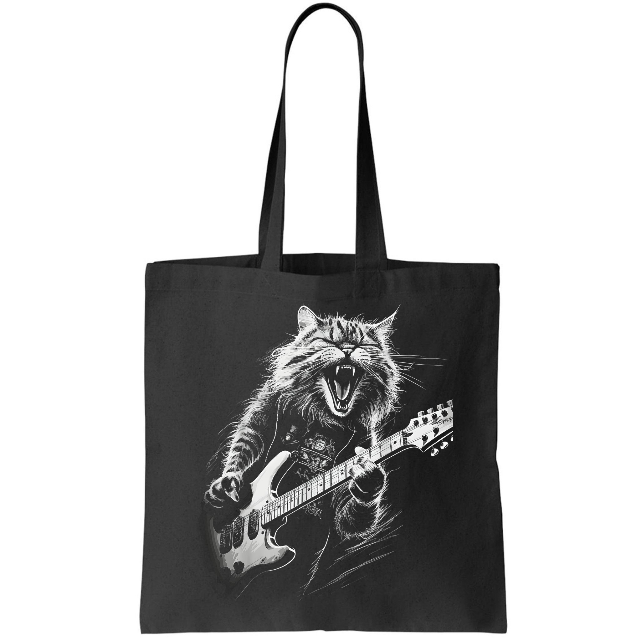 Rock Cat Playing Guitar Funny Guitar Cat Bag