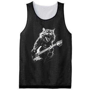 Rock Cat Playing Guitar Funny Guitar Cat Mesh Reversible Basketball Jersey Tank