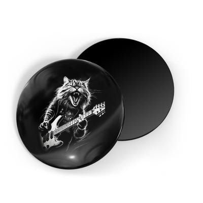 Rock Cat Playing Guitar Funny Guitar Cat Magnet