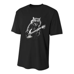 Rock Cat Playing Guitar Funny Guitar Cat Youth Performance Sprint T-Shirt