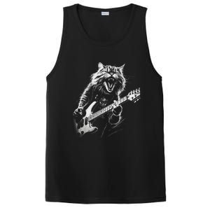 Rock Cat Playing Guitar Funny Guitar Cat PosiCharge Competitor Tank