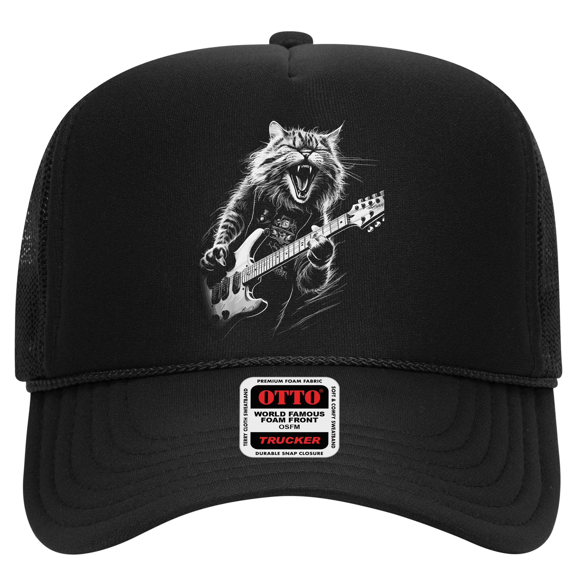 Rock Cat Playing Guitar Funny Guitar Cat Hat