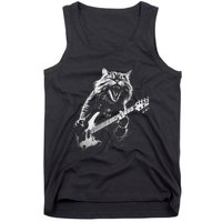 Rock Cat Playing Guitar Funny Guitar Cat Tank Top