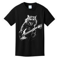 Rock Cat Playing Guitar Funny Guitar Cat Kids T-Shirt