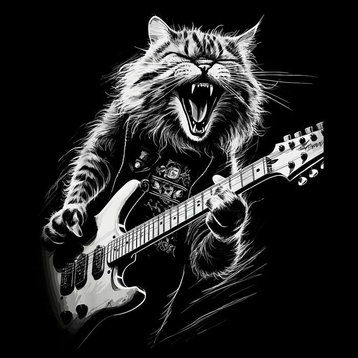 Rock Cat Playing Guitar Funny Guitar Cat Zip Tote Bag