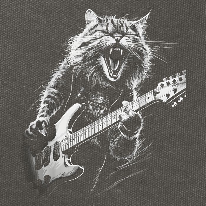 Rock Cat Playing Guitar Funny Guitar Cat Cotton Canvas Backpack