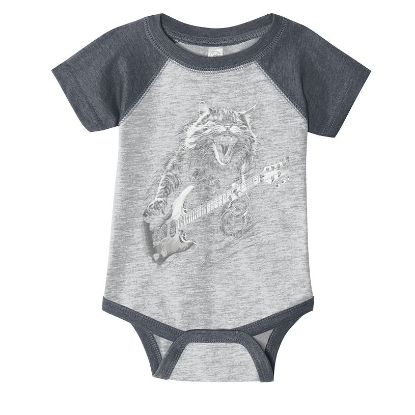 Rock Cat Playing Guitar Funny Guitar Cat Infant Baby Jersey Bodysuit