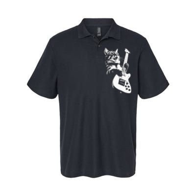 Rock Cat Playing Guitar Funny Guitar Cat Softstyle Adult Sport Polo