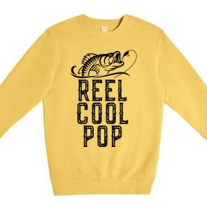 Reel Cool Pop Fishing Fisherman Funny Retro Premium Crewneck Sweatshirt