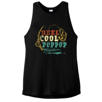 Reel Cool Poppop Vintage Fishing Funny Grandpa Fisherman Ladies PosiCharge Tri-Blend Wicking Tank