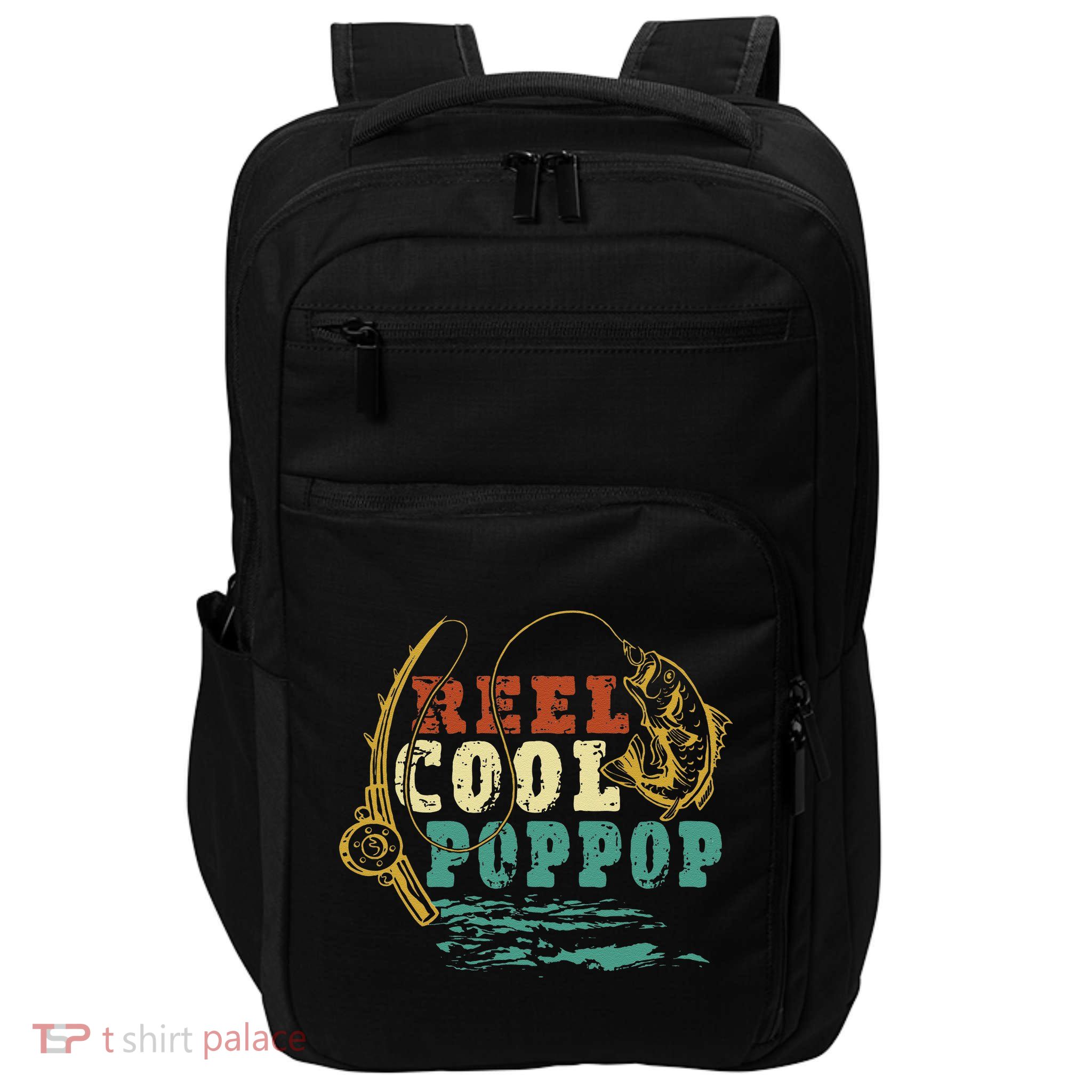 Reel Cool Poppop Vintage Fishing Funny Grandpa Fisherman Impact Tech Backpack
