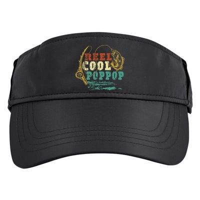 Reel Cool Poppop Vintage Fishing Funny Grandpa Fisherman Adult Drive Performance Visor