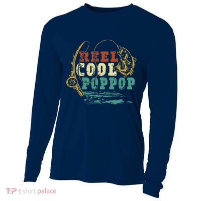 Reel Cool Poppop Vintage Fishing Funny Grandpa Fisherman Cooling Performance Long Sleeve Crew